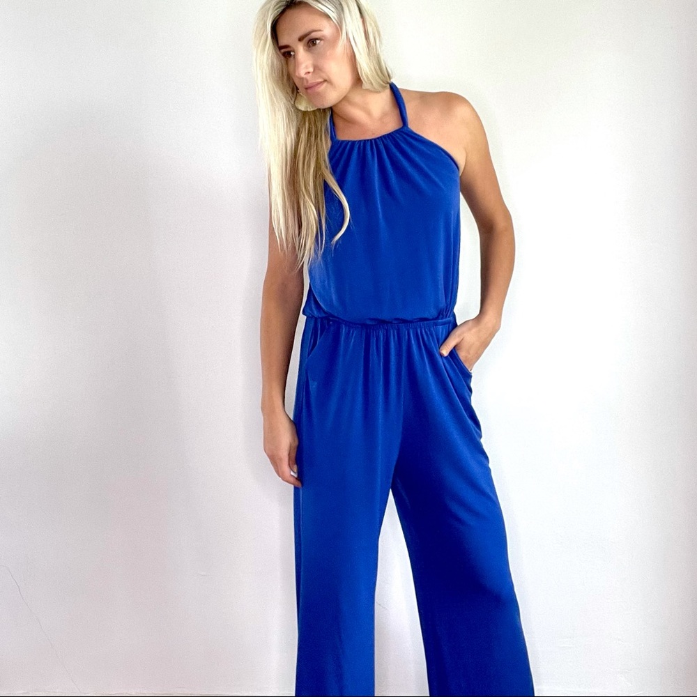 Jessica Simpson Royal Blue Open Back Jumpsuit M